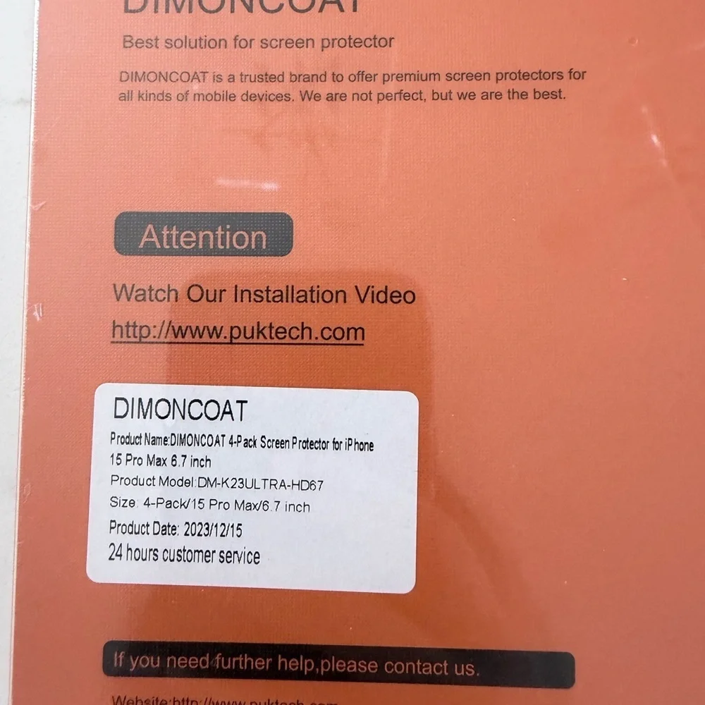 DIMONCOAT 4 pack Screen Protector for iPhone 15 Pro Max